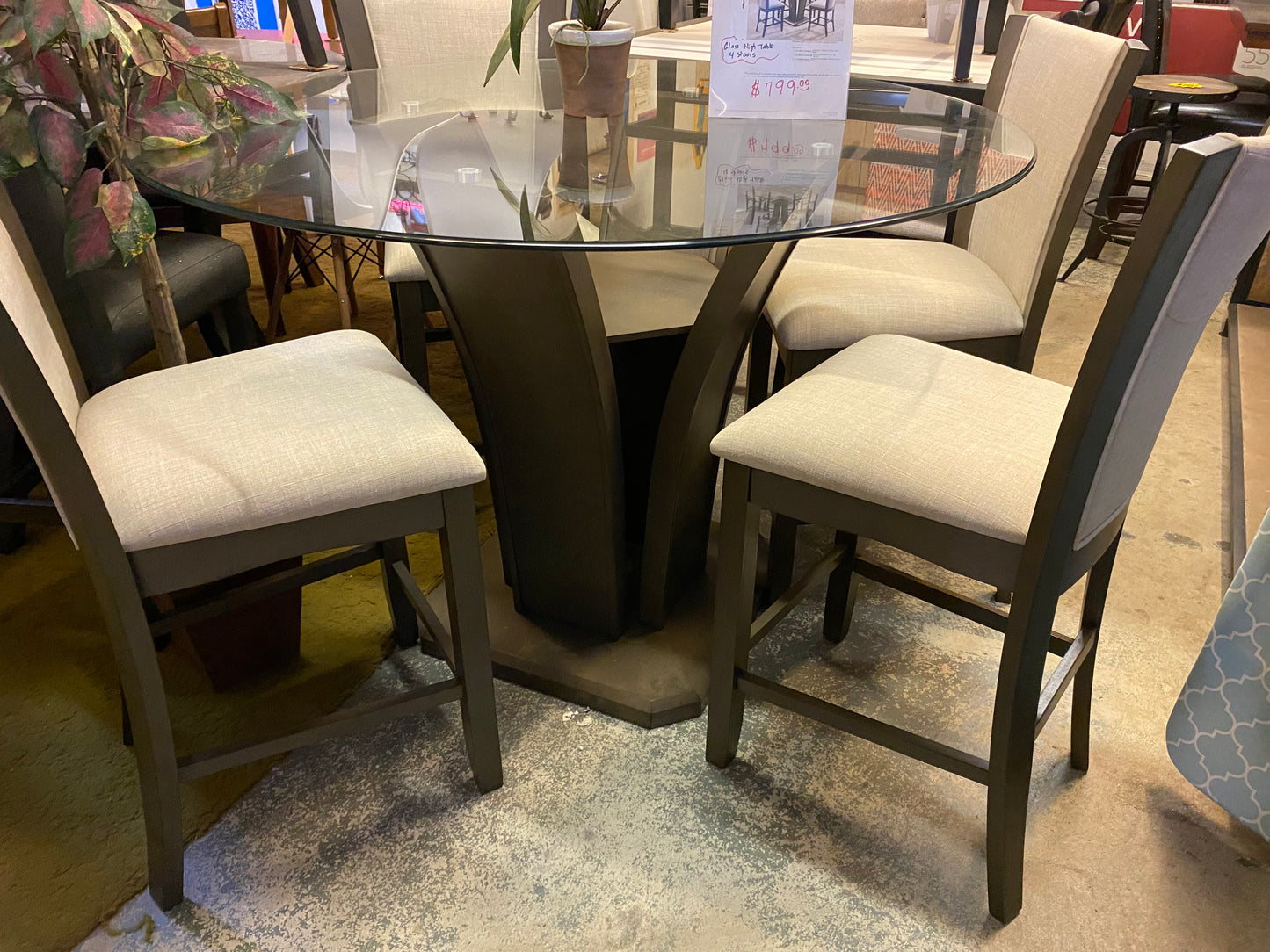 Camelia Five-Piece Counter-Height Dining Room Suite.