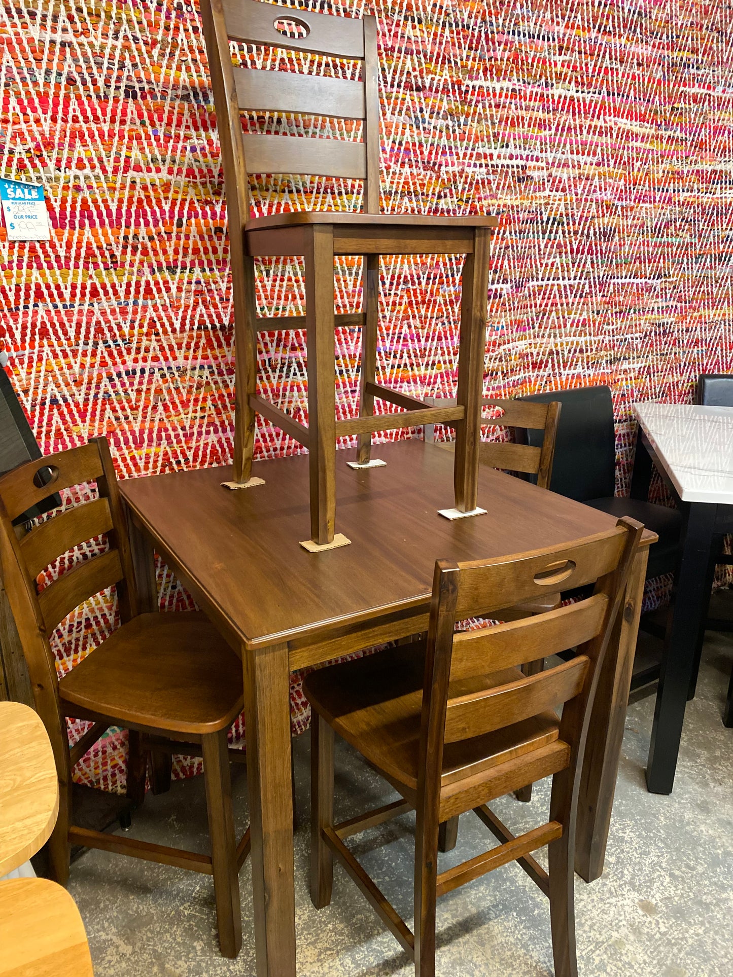 Counter-Height Table With Four Barstools (#2767 Ashborn)