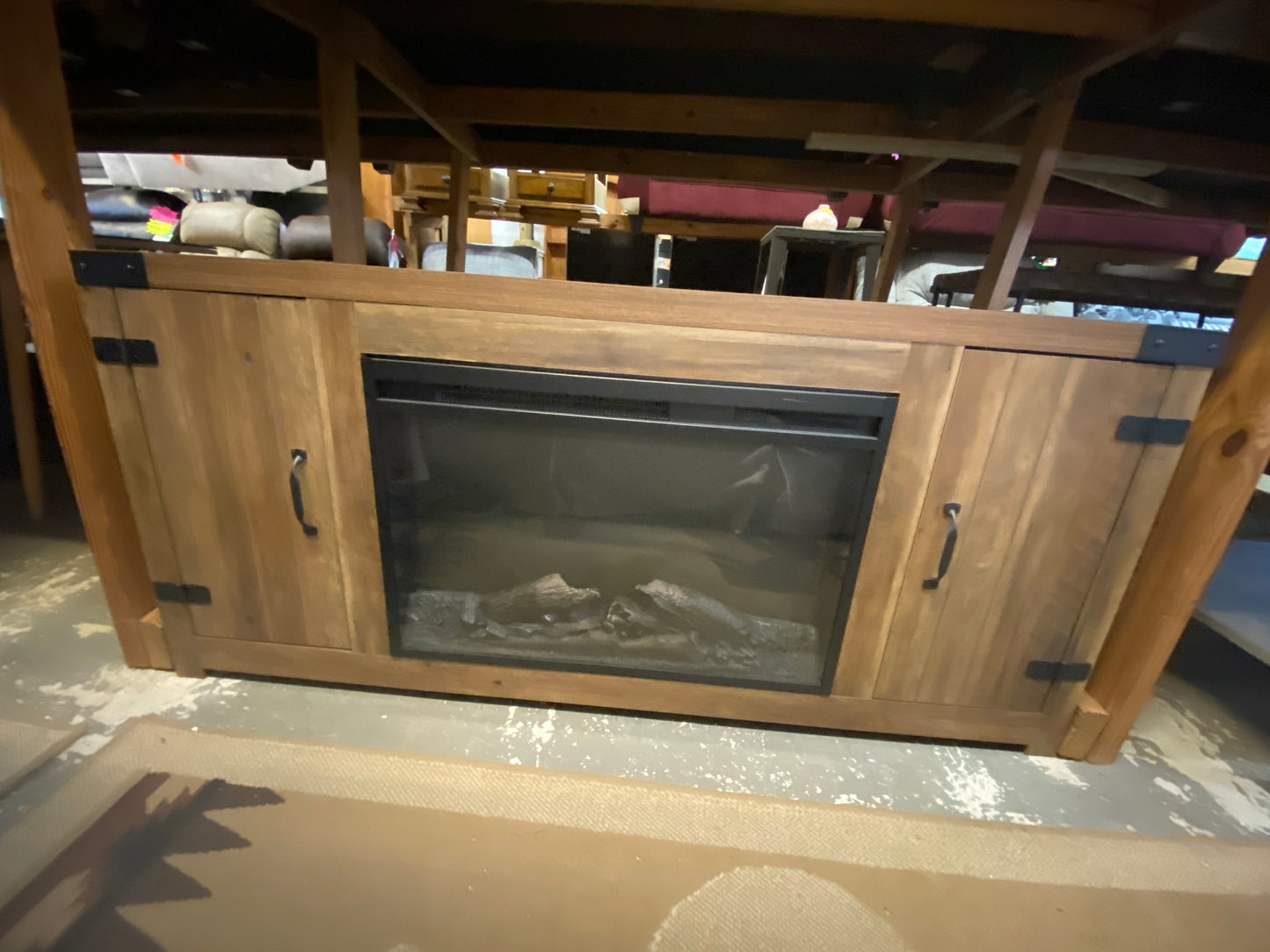 Tobias Freestanding Electric Fireplace in Rustic Oak Finish