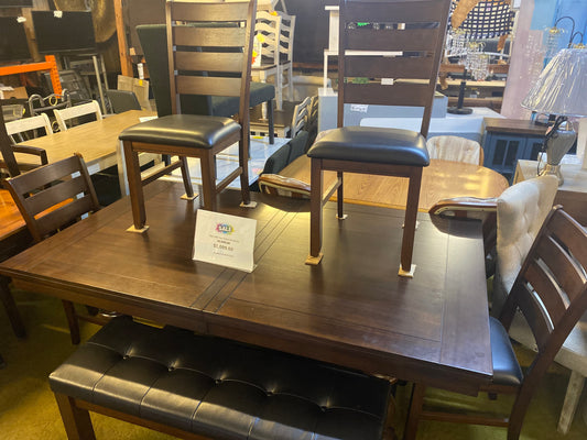 Dining Table With Four Chairs, A Bench, And A Leaf (0001SND)