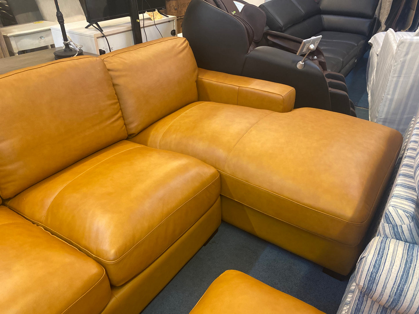 Real-Leather Sectional With Ottoman