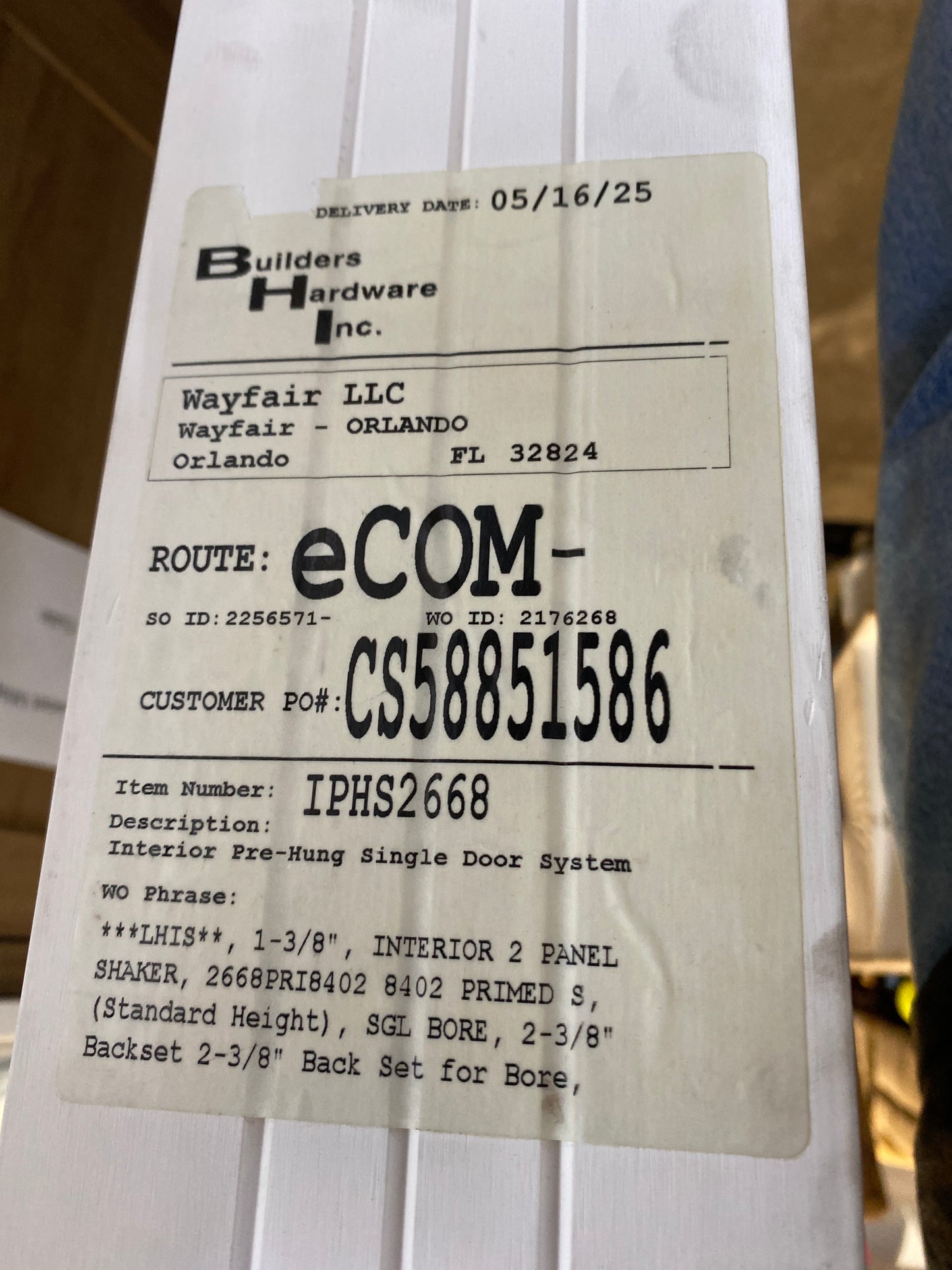 30” × 80” 2-Panel Shaker Pre-Hung Interior Door