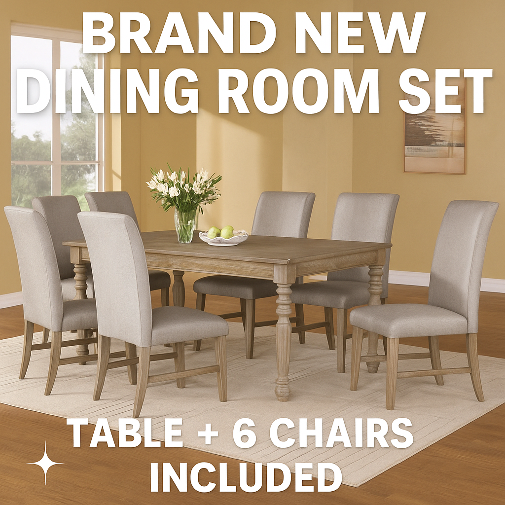 Brand New 7-Piece Dining Room Set (Table + 6 Chairs)
