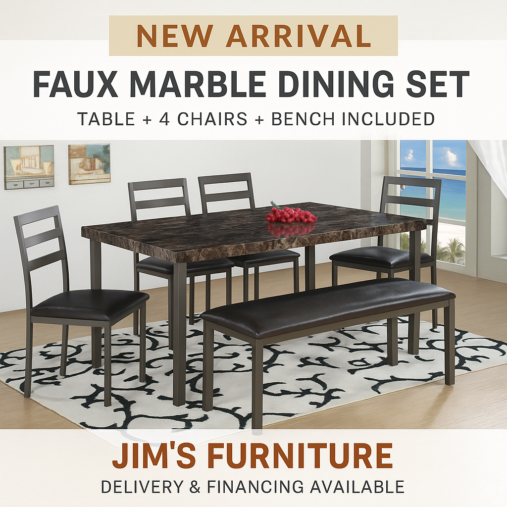 BRAND NEW FAUX MARBLE DINING SET