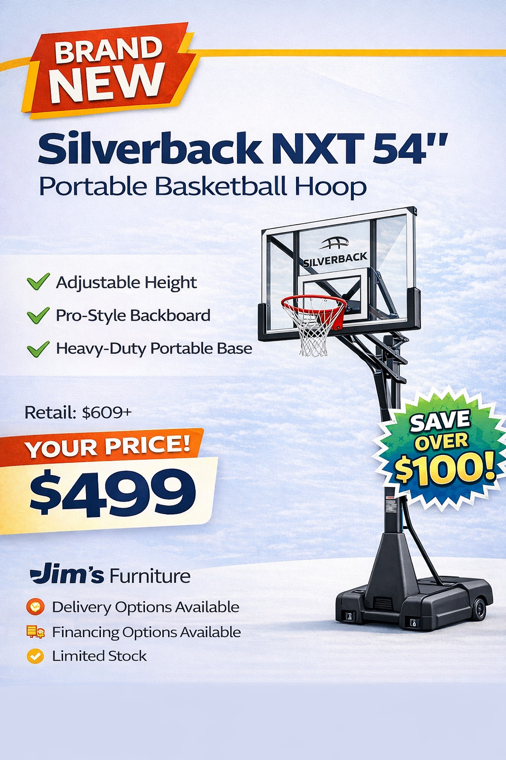 Silverback NXT 54” Portable Basketball Hoop System