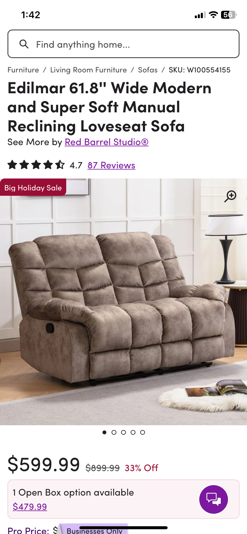 Red Barrel Studio Manual Reclining Loveseat