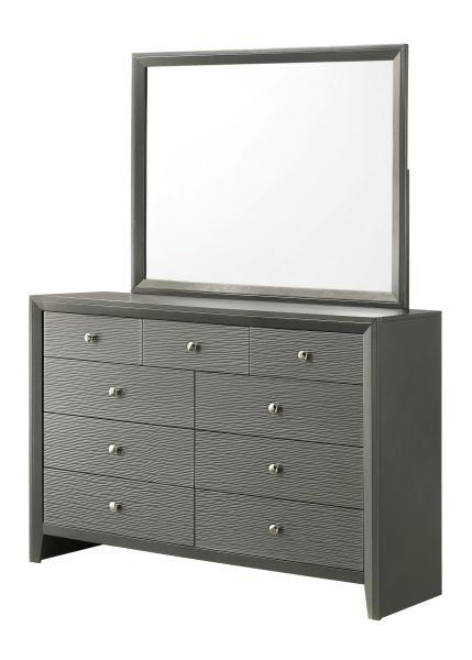 Denker Gunmetal Dresser And Mirror
