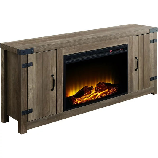 Tobias Freestanding Electric Fireplace in Rustic Oak Finish