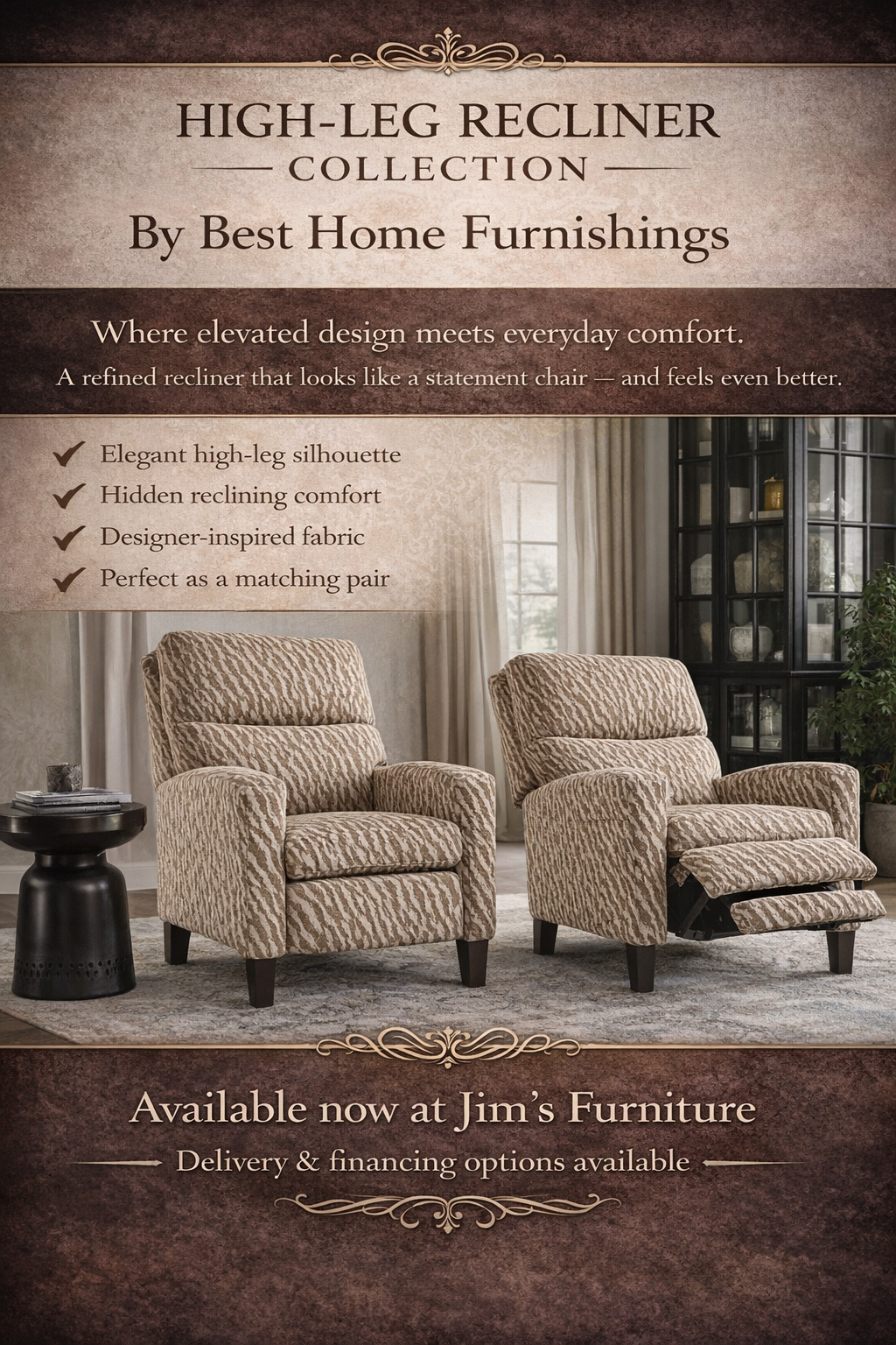 Best Home Furnishings High-Leg Recliner Chair