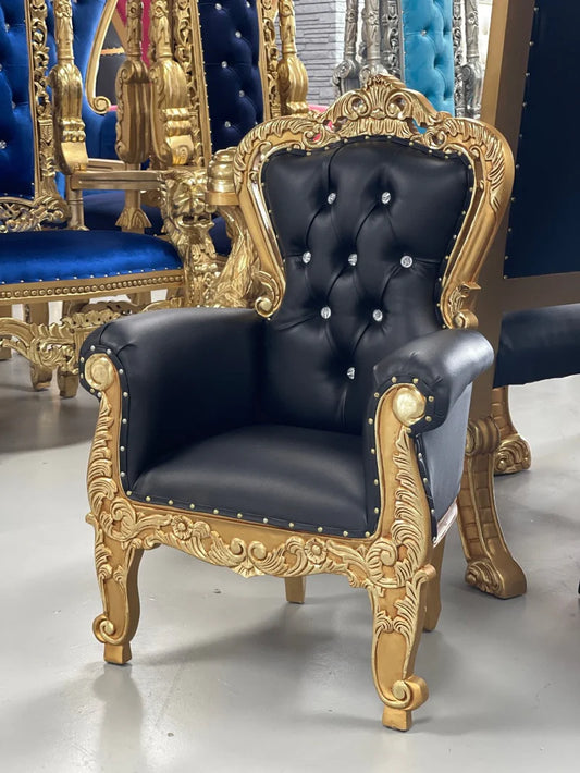 Child-Size, Black and Gold Throne Chair (Preowned)