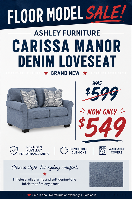 Ashley Furniture Carissa Manor Denim Loveseat