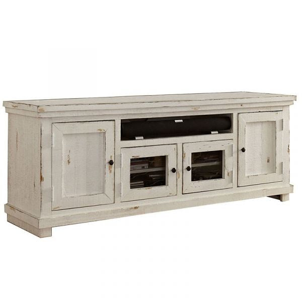 Willow 74” Console In Distressed White By Progressive Furniture (Preowned)