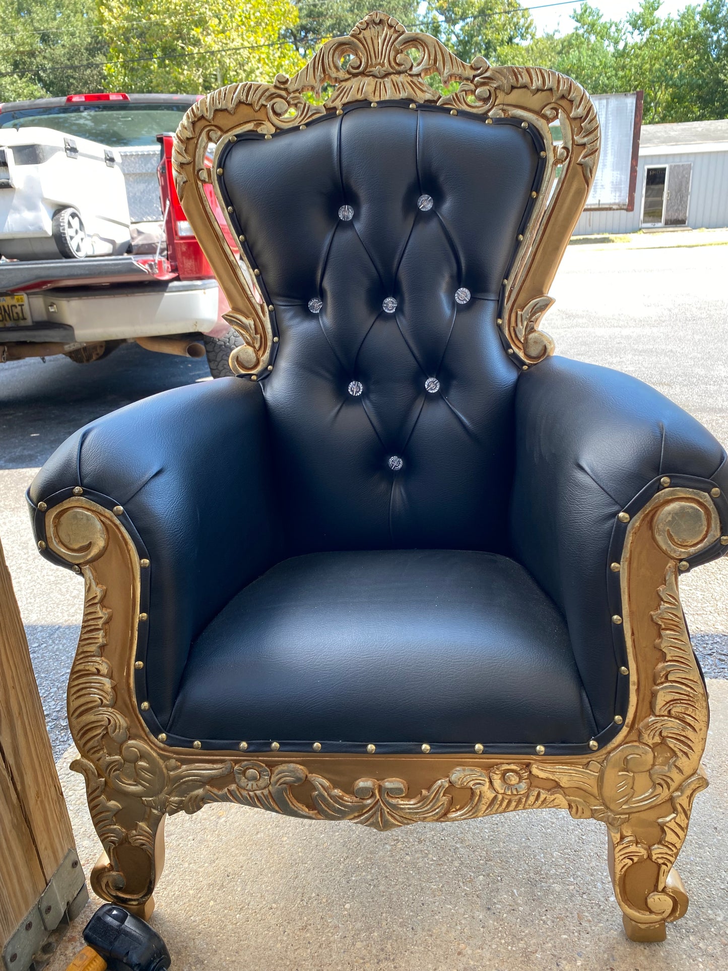 Child-Size, Black and Gold Throne Chair (Preowned)