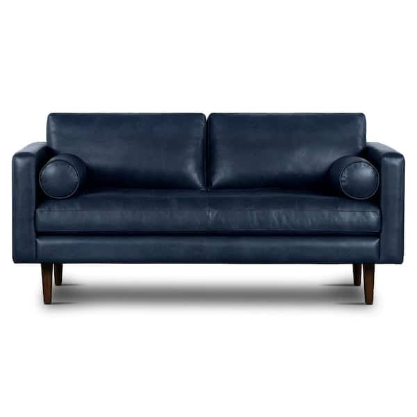 Poly & Bark Napa 72” Midnight Blue Leather Sofa