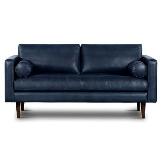 Poly & Bark Napa 72” Midnight Blue Leather Sofa