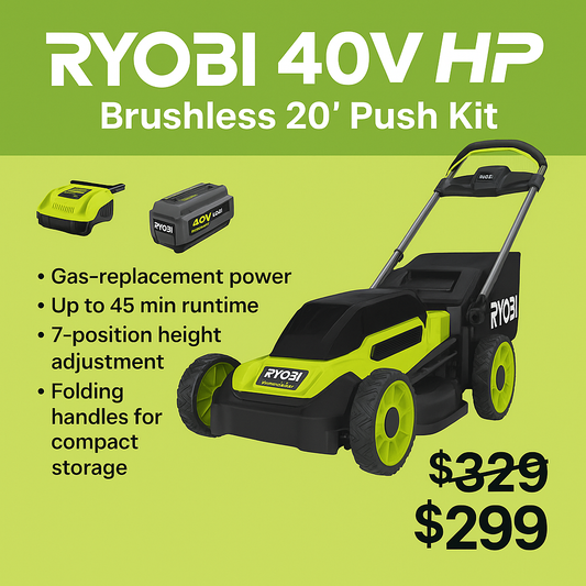 RYOBI 40V HP Brushless 20” Push Mower Kit (RY401017) – Brand New
