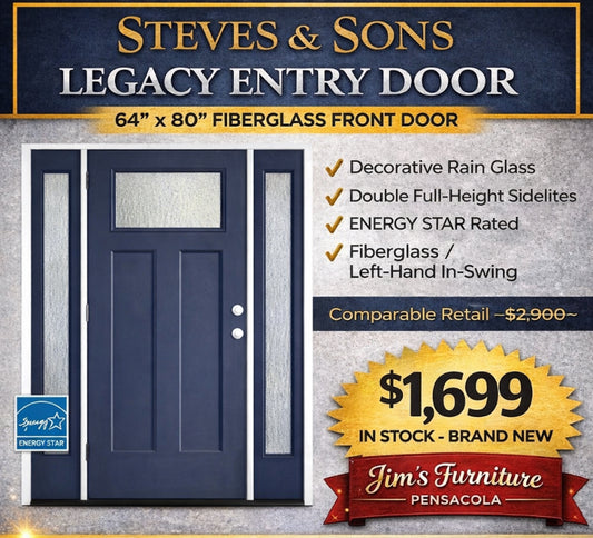 Steves & Sons Legacy Fiberglass Entry Door with Sidelites – 64” x 80”