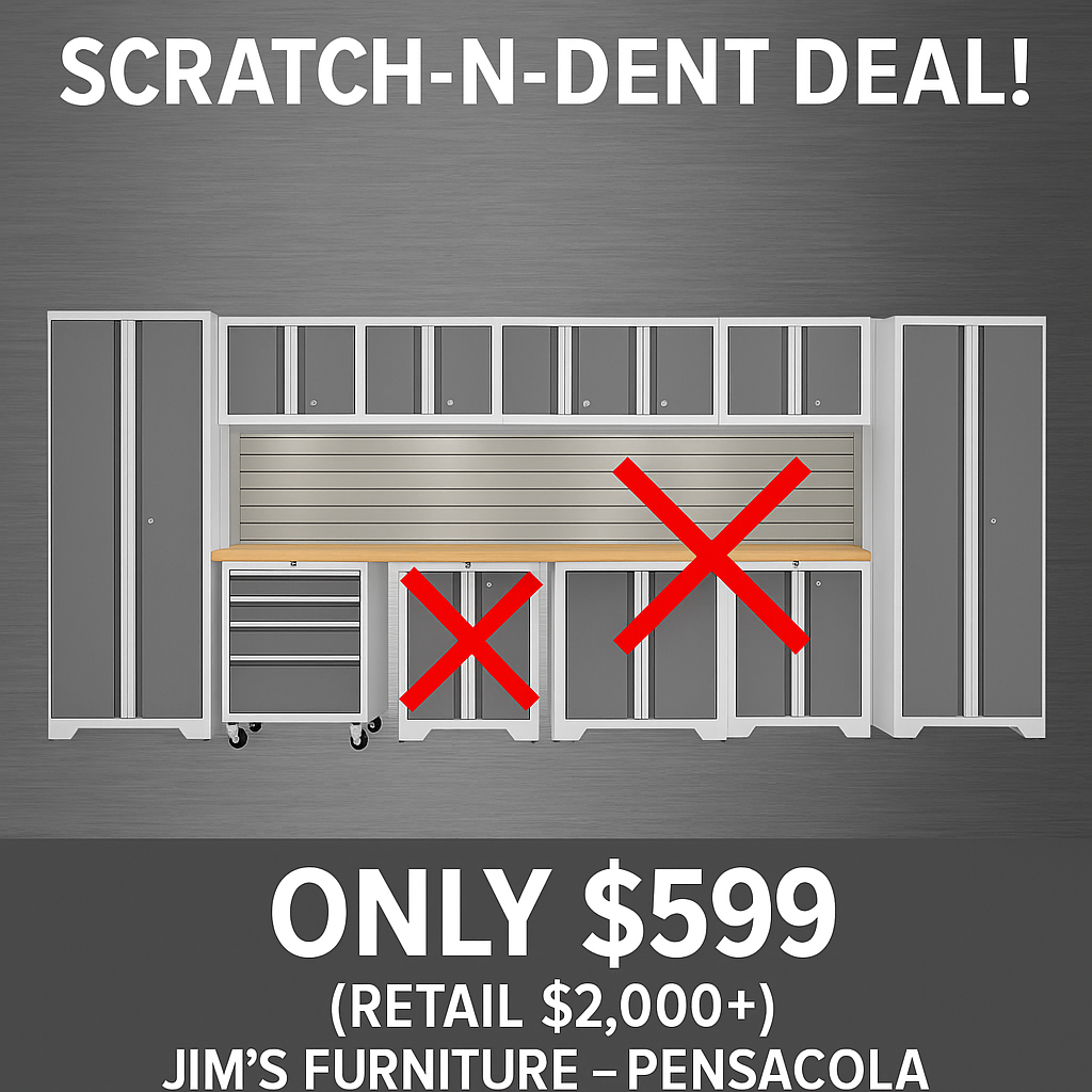 Premium Garage Storage Cabinet System — White with Bamboo Worktop