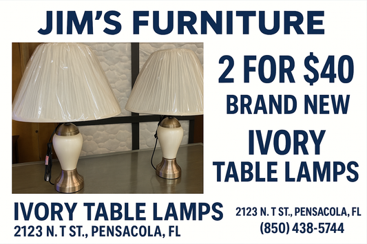 Ivory Table Lamps – Set of 2 (Brand New)