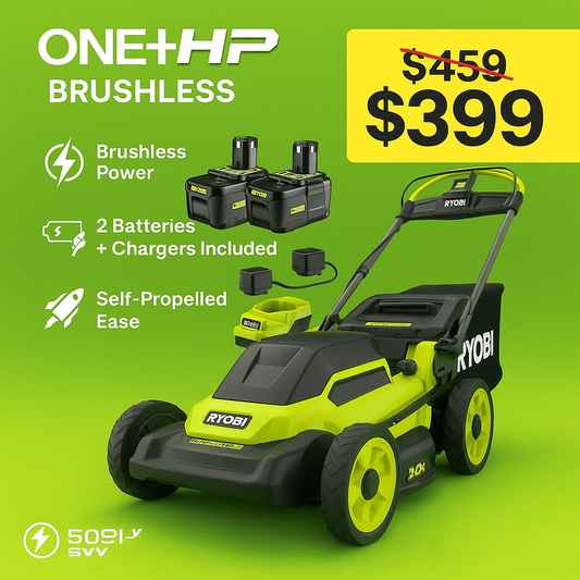 RYOBI ONE+ HP 18 V Brushless 20″ Self-Propelled Lawn Mower Kit (PBLLM05K2)