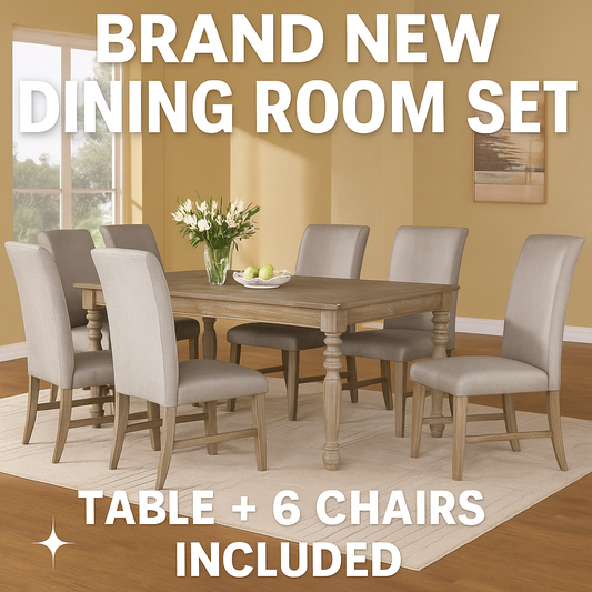 Brand New 7-Piece Dining Room Set (Table + 6 Chairs)