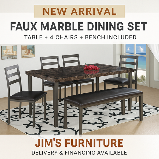 BRAND NEW FAUX MARBLE DINING SET