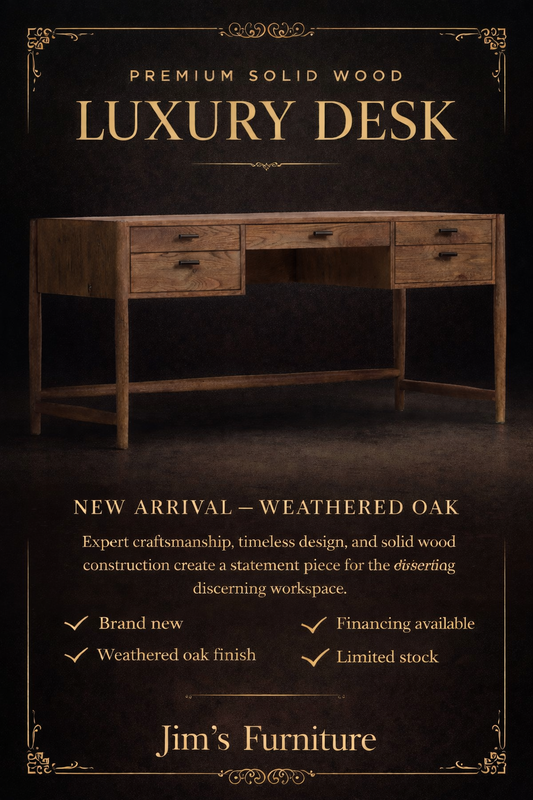 Weathered Oak Solid Wood Desk