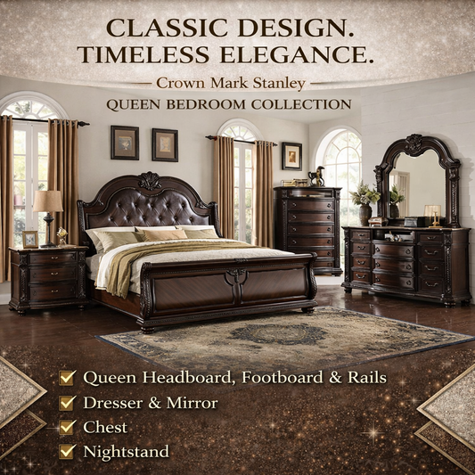 Crown Mark Stanley Queen Bedroom Set – Dark Cherry Finish