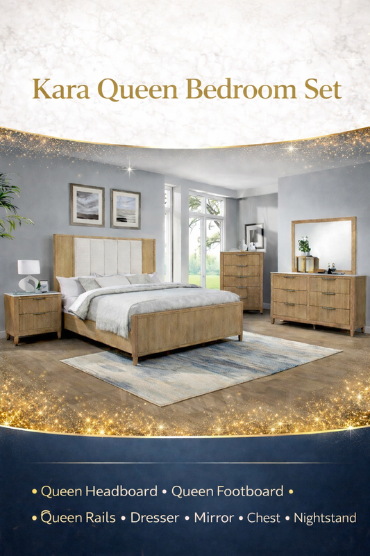 Crown Mark Kara Queen Bedroom Set – Cerused Natural