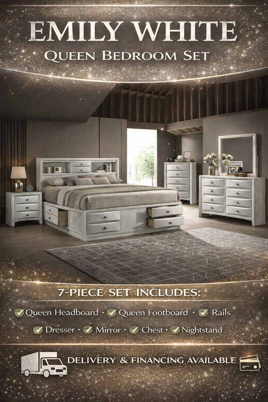 Emily Queen Bedroom Set – White Finish