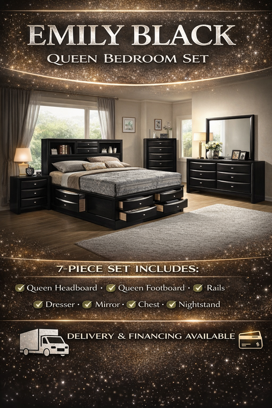 Emily Black Queen Bedroom Set