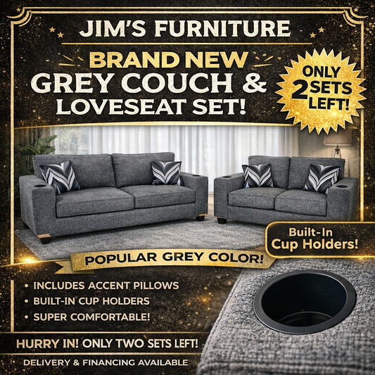 Brand New Dark-Grey Sofa & Loveseat Set