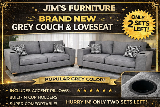 Brand New Light-Grey Sofa & Loveseat Set