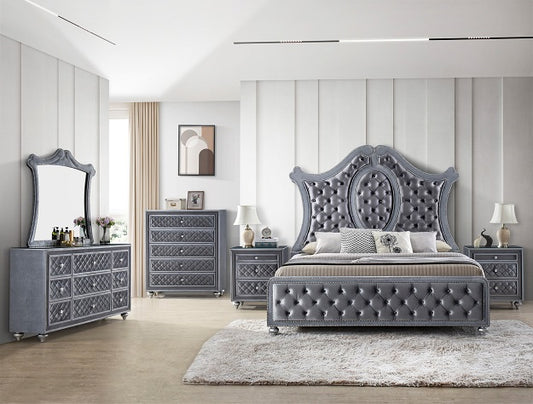 Luxury Gray Tufted Upholstered Bedroom Set – Queen