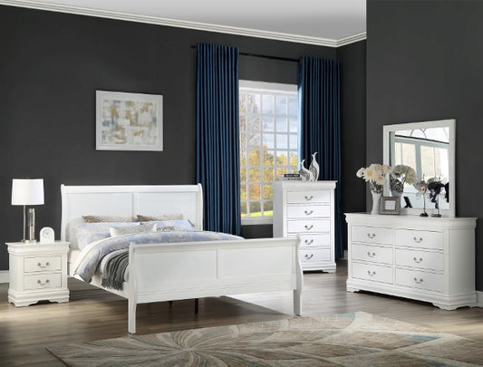 Queen White Louis Philip Bedroom Suite