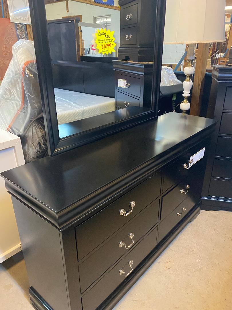 Black Louis Philip Dresser with Mirror