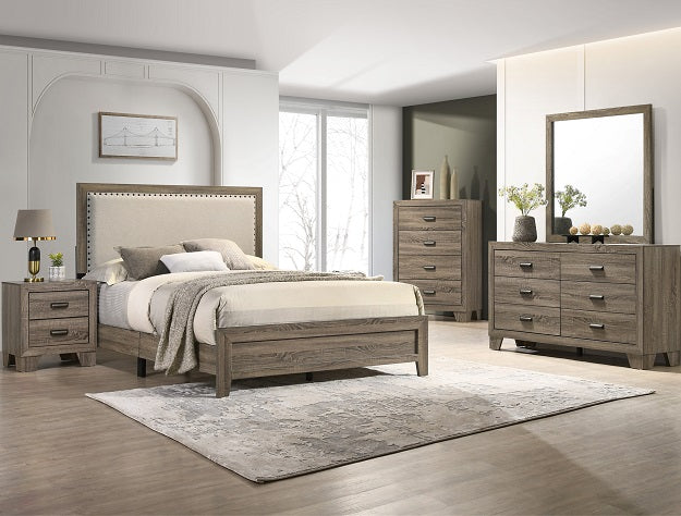 Queen-Size Millie Gray Upholstered Bedroom Suite